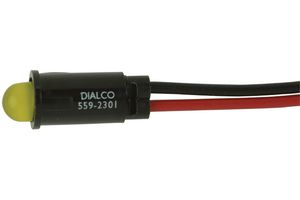 559-2301-003F - PANEL MOUNT INDICATOR, LED, 6.35MM, YELLOW, 2.1V - DIALIGHT