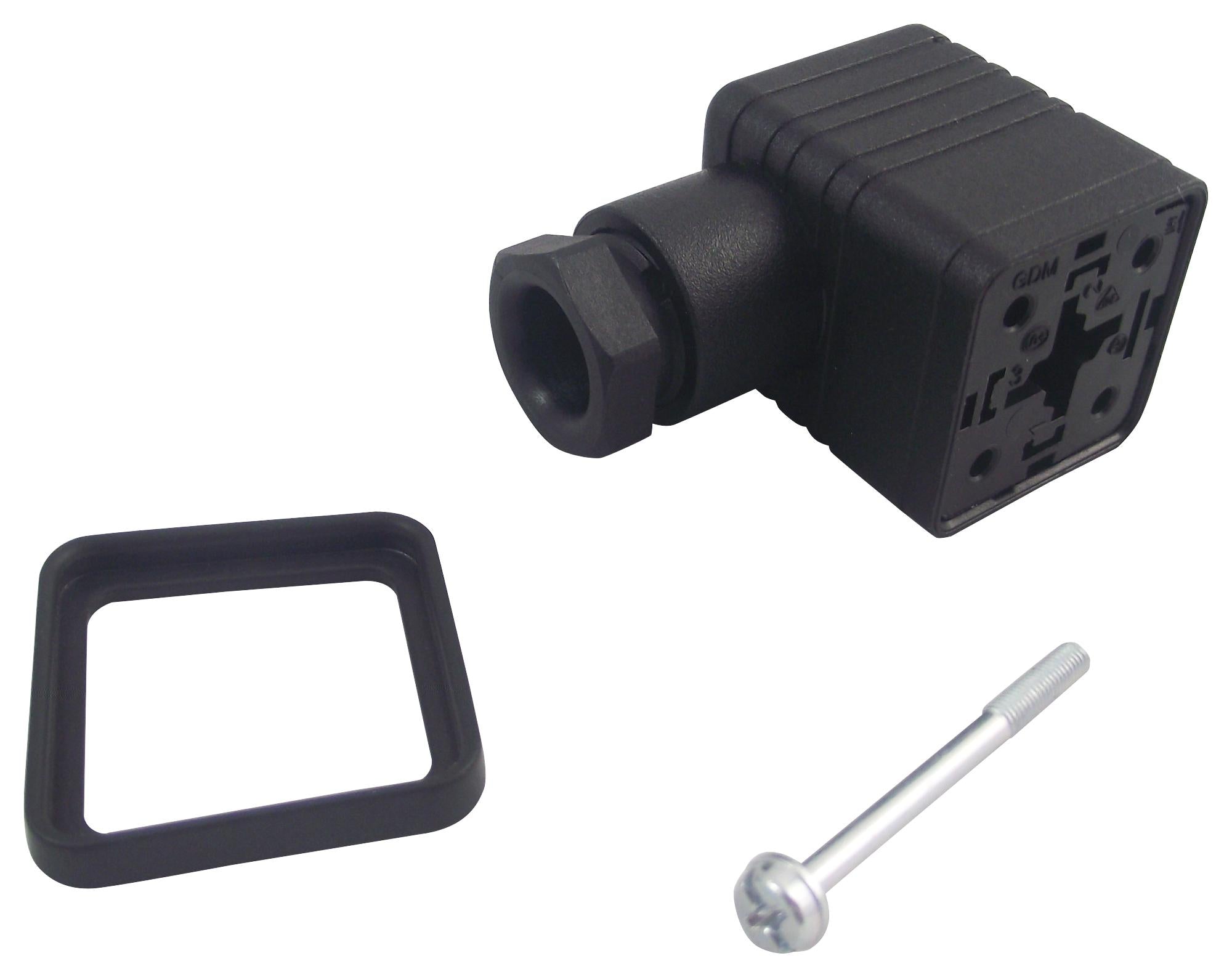 GDM 2009.BLACK RECTANGULAR, RECEPTACLE, 2+E WAY, SCREW HIRSCHMANN