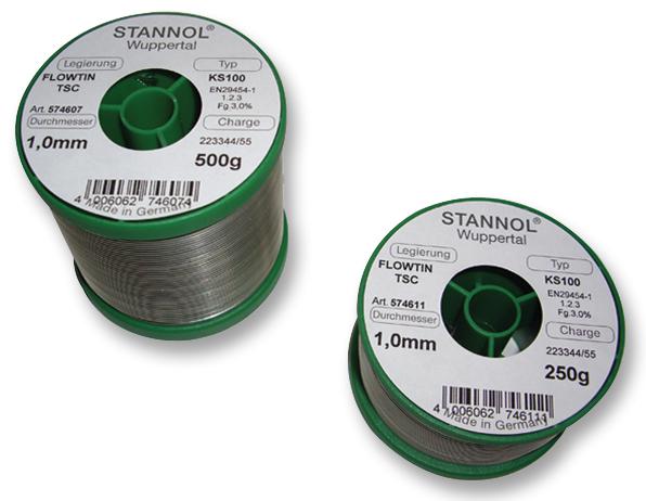 574613 SOLDER WIRE, KS100, 0.5MM, 500G STANNOL