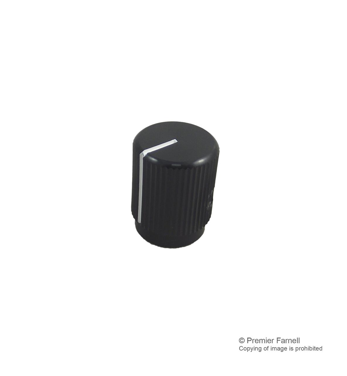 KB00016 KNOB, AL, 12.7MM, BLACK, 6.4MM MULTICOMP