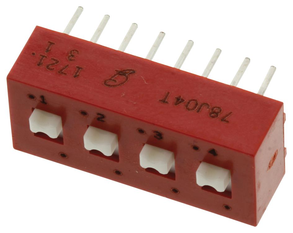 78J04T SWITCH, DIP, SPDT, 4 WAY GRAYHILL