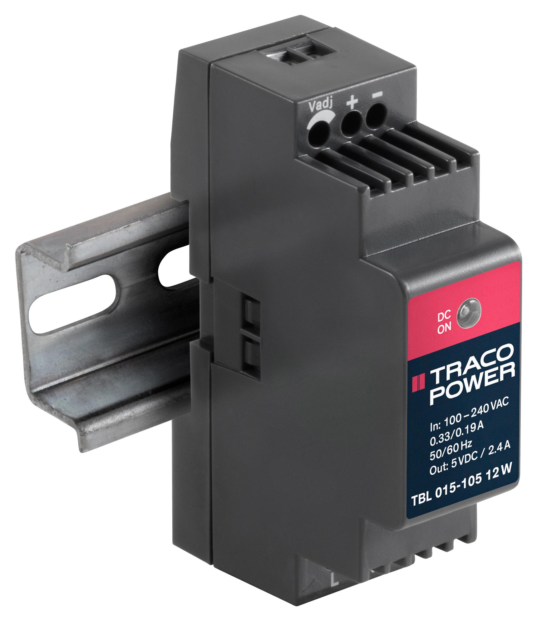 TBL 015-112 AC/DC, 12V/1.3A/15W, DIN TRACO POWER