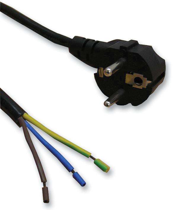 SH10189R LEAD, EURO TO BARE, BLACK, 2.5M PRO ELEC