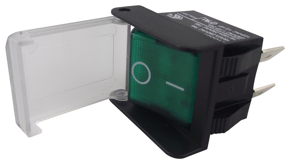 C1353AHNAB SWITCH, ROCKER, DPST, W/COVER, GRN, ILL ARCOLECTRIC (BULGIN LIMITED)