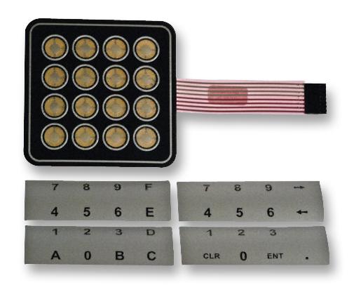 AC3561 KEYPAD, MEMBRANE, 4X4, 0.1A, 30VDC APEM