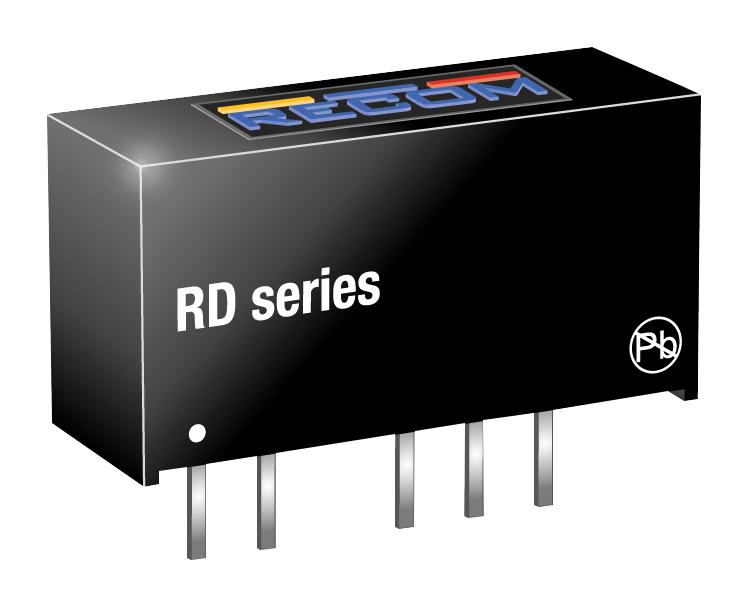 RD-1212D DC/DC CONV, 2W, +/-12V, 0.084A, SIP RECOM POWER