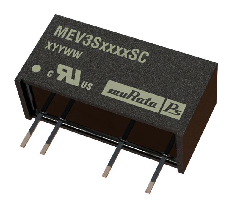 MEV3S0512SC CONVERTER, DC/DC, 3W, 5 TO 12V, 3KV MURATA POWER SOLUTIONS