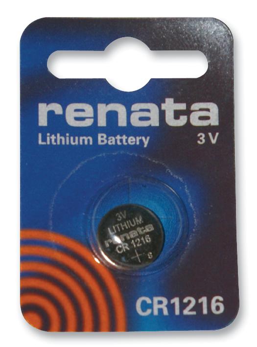 CR 1216 MFR (1BL) CELL, LITHIUM, BUTTON, 3V RENATA