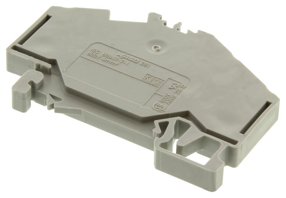 281-631 TERMINAL BLOCK, DIN RAIL, 3POS, 4AWG WAGO