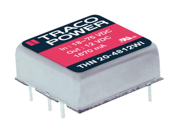 THN 20-4812WI DC/DC CONVERTER, 12V, 20W, DIP TRACO POWER