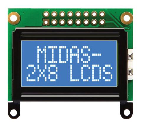 MC20805B6W-BNMLW-V2 DISPLAY, ALPHANUMERIC, 8X2, WHITE MIDAS