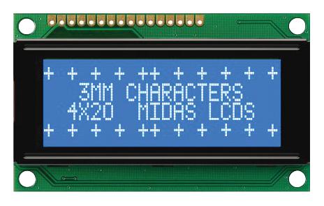 MC42004A6W-BNMLW-V2 DISPLAY, ALPHANUMERIC, 20X4, WHITE MIDAS