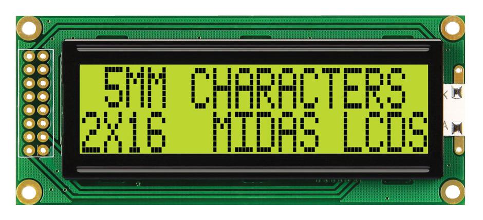 MC21605B6W-SPR-V2 DISPLAY, ALPHANUMERIC, 16X2, NOBACKLIGHT MIDAS