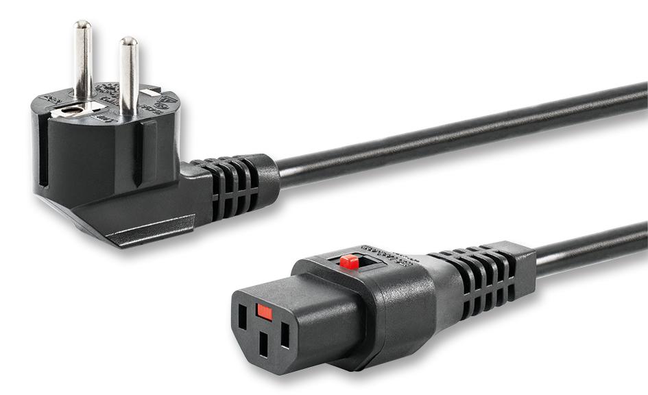 IL13-EU1-H05-3100-200 LEAD, LOCKING, EU PLUG, 2M, BLK SCHAFFNER