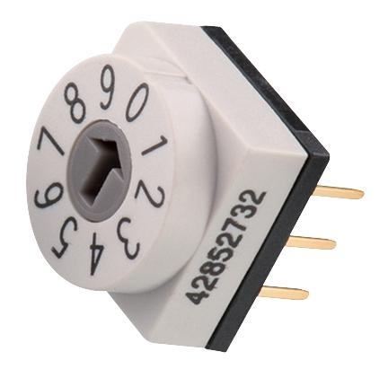 428521320810 SWITCH, ROTARY, 10X10, 10 POS, GREY WURTH ELEKTRONIK
