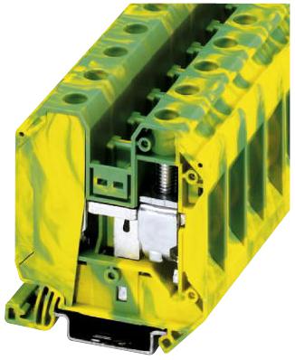 UT 35-PE TERMINAL BLOCK, DIN RAIL, 2POS, 6AWG PHOENIX CONTACT