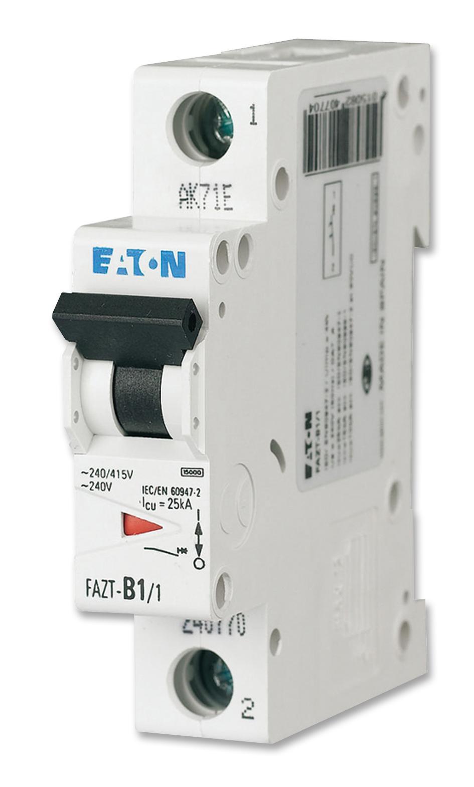 FAZ6-B25/1 MINIATURE CKT BREAKER, 1P, 25A, 400VAC EATON MOELLER