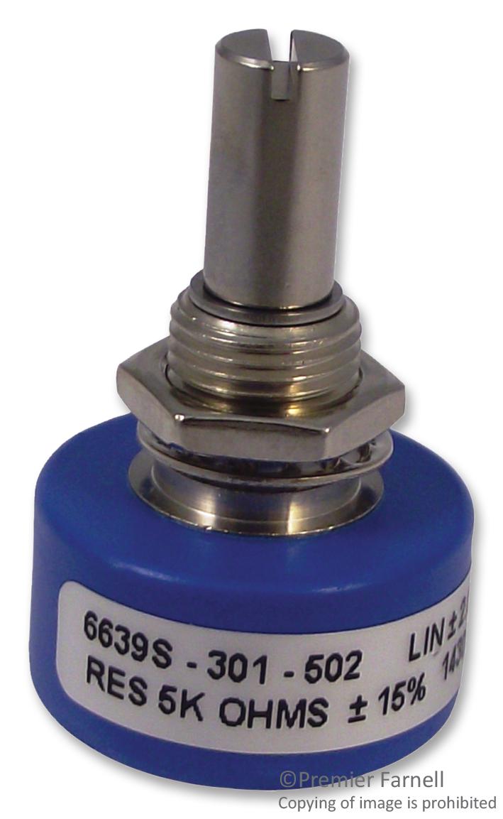 6639S-301-502 POTENTIOMETER, LINEAR, 5KOHM, 15%, 1W BOURNS