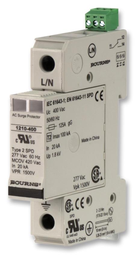 1210-1S-230 MAINS SURGE PROTECTOR, 275VAC, DIN RAIL BOURNS