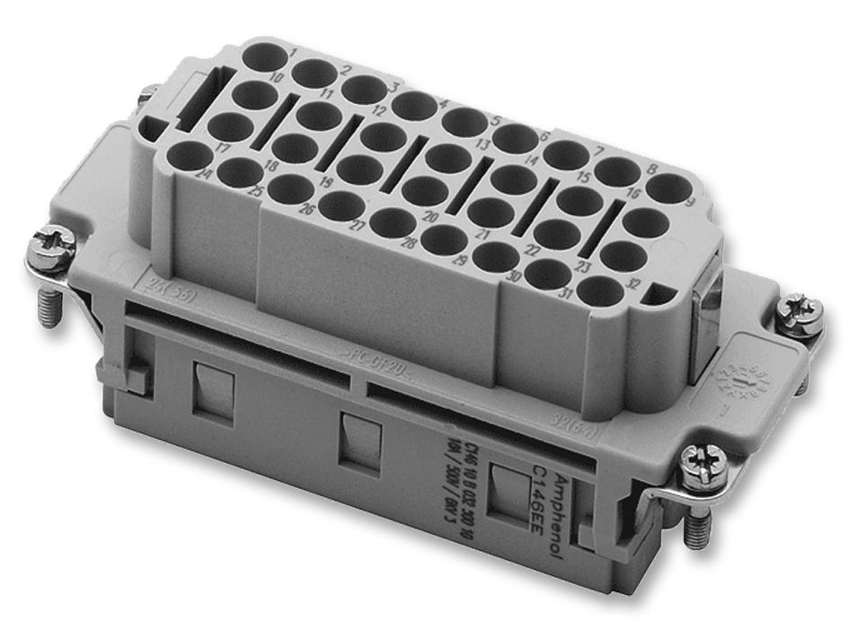 C146 10B032 500 10 INSERT, RECEPTACLE, 32+PE WAY, CRIMP AMPHENOL SINE/TUCHEL