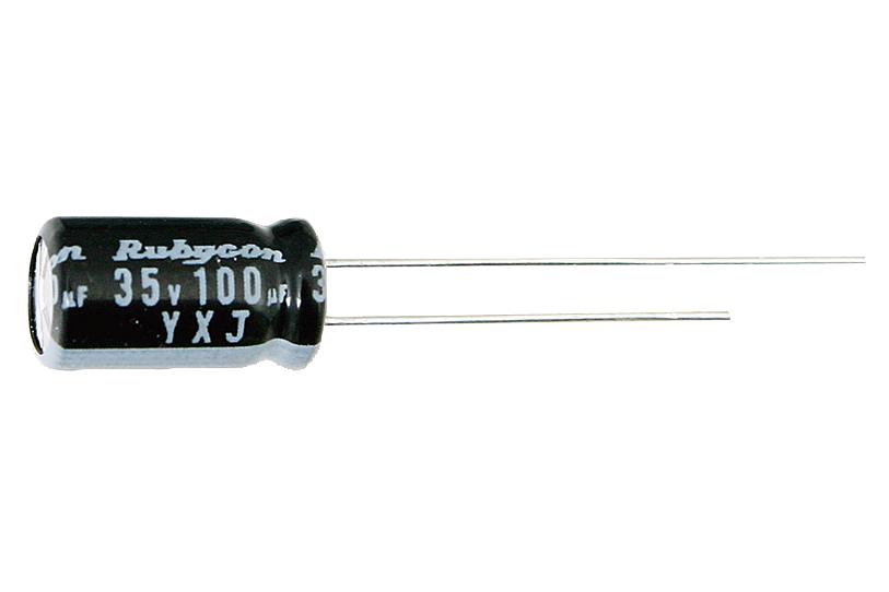 100YXJ4R7M5X11 CAP, 4.7µF, 100V, 20% RUBYCON