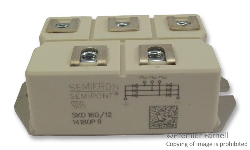 SKD 160/12 BRIDGE RECT, THREE, 205A, 1.2KV, PANEL SEMIKRON