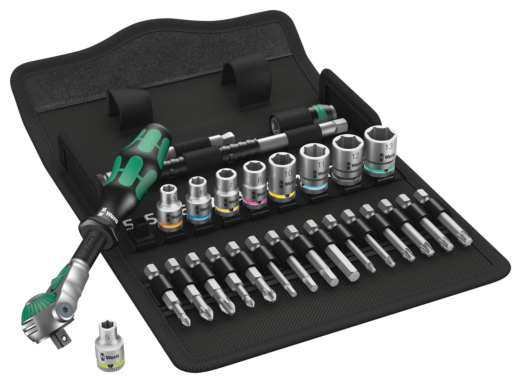 8100 SA 6 ZYKLOP SPEED-KNARRENSATZ 1/4" SPEED RATCHET SET, 1/4", 28PCS WERA