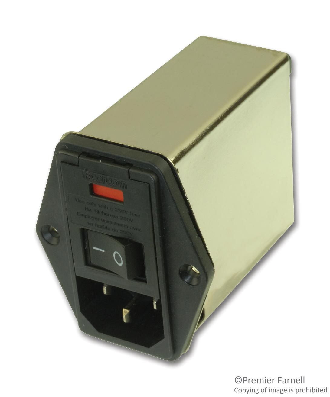 PE0SXDSXA POWER ENTRY MOD W/SWITCH, C14, 10A CORCOM - TE CONNECTIVITY