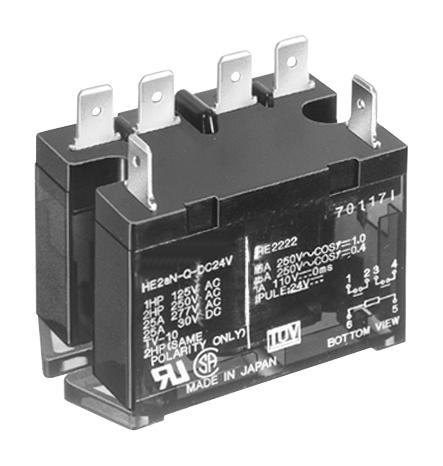 HE2AN-AC200V POWER RELAY, DPST, 240VAC, 25A, PANEL PANASONIC