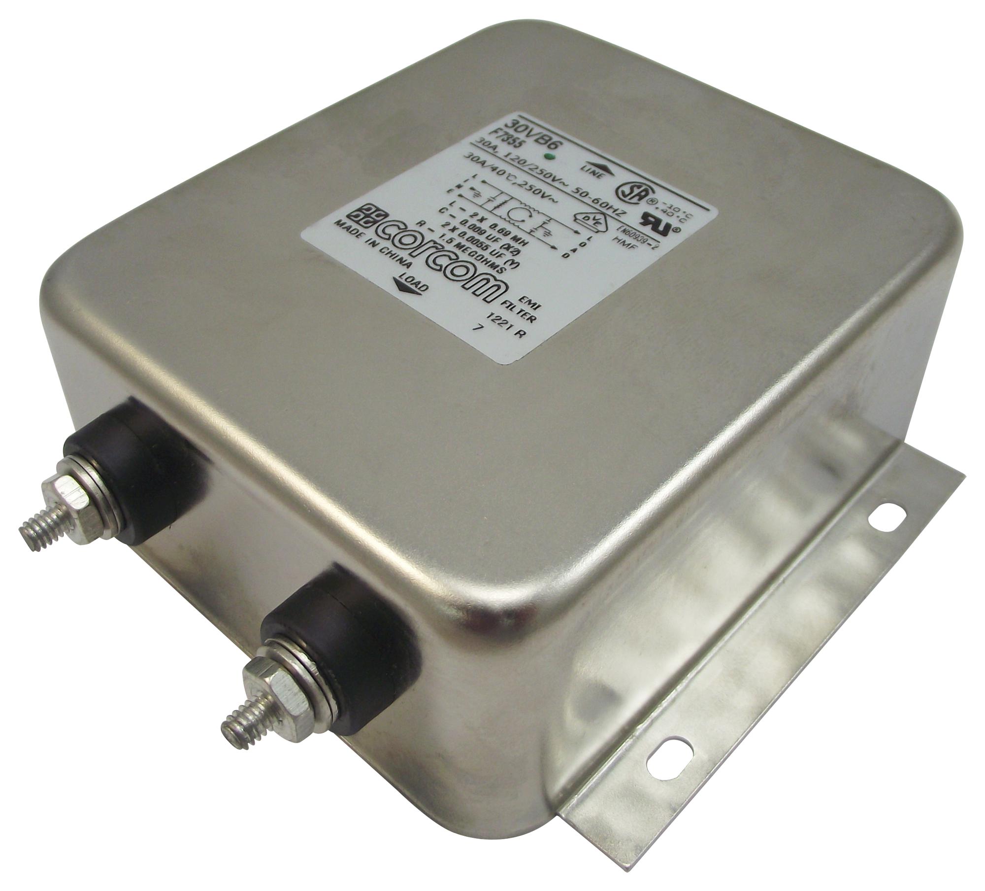 30VB6 POWER LINE FILTER, EMI/RFI, 30A, 700UA CORCOM - TE CONNECTIVITY