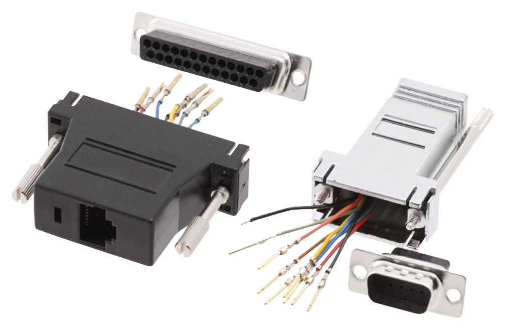 DA25-SMJ8-M-K-RC MOD ADAPTOR, 25POS D SUB RCPT-RJ45 JACK MH CONNECTORS