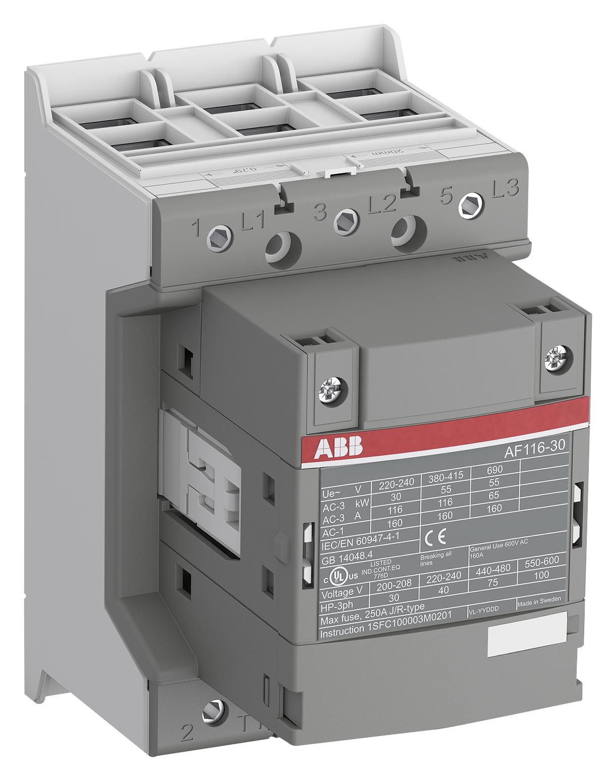 AF116-30-11B-11 CONTACTOR, 3PST-NO, 690V, DINRAIL ABB