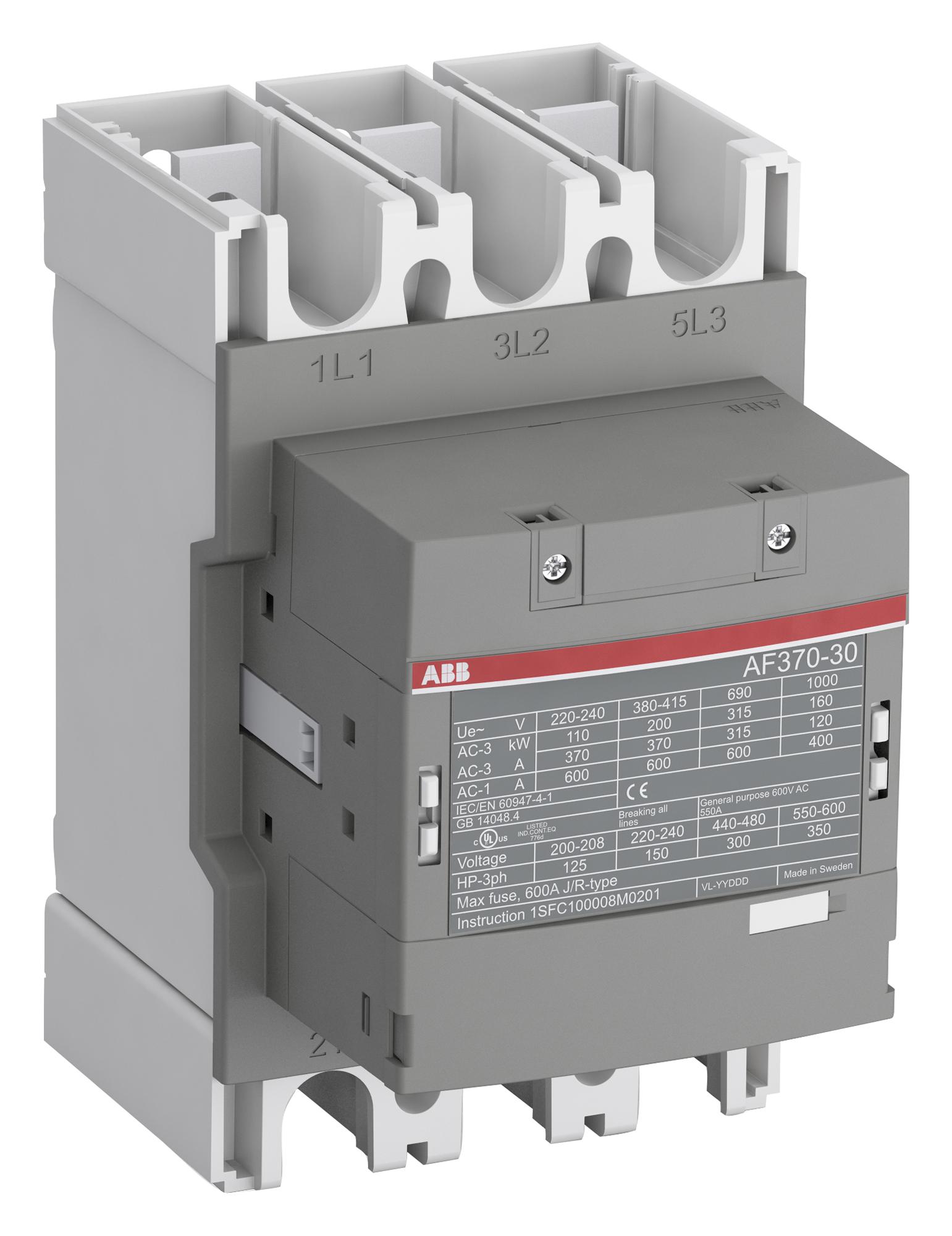 AF370-30-11-13 CONTACTOR, 3PST-NO, 1KV, DINRAIL ABB