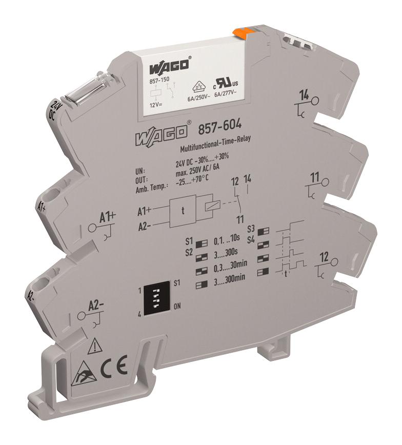 857-604 TIME DELAY RELAY, SPDT, 0.1S-300MIN, 24V WAGO