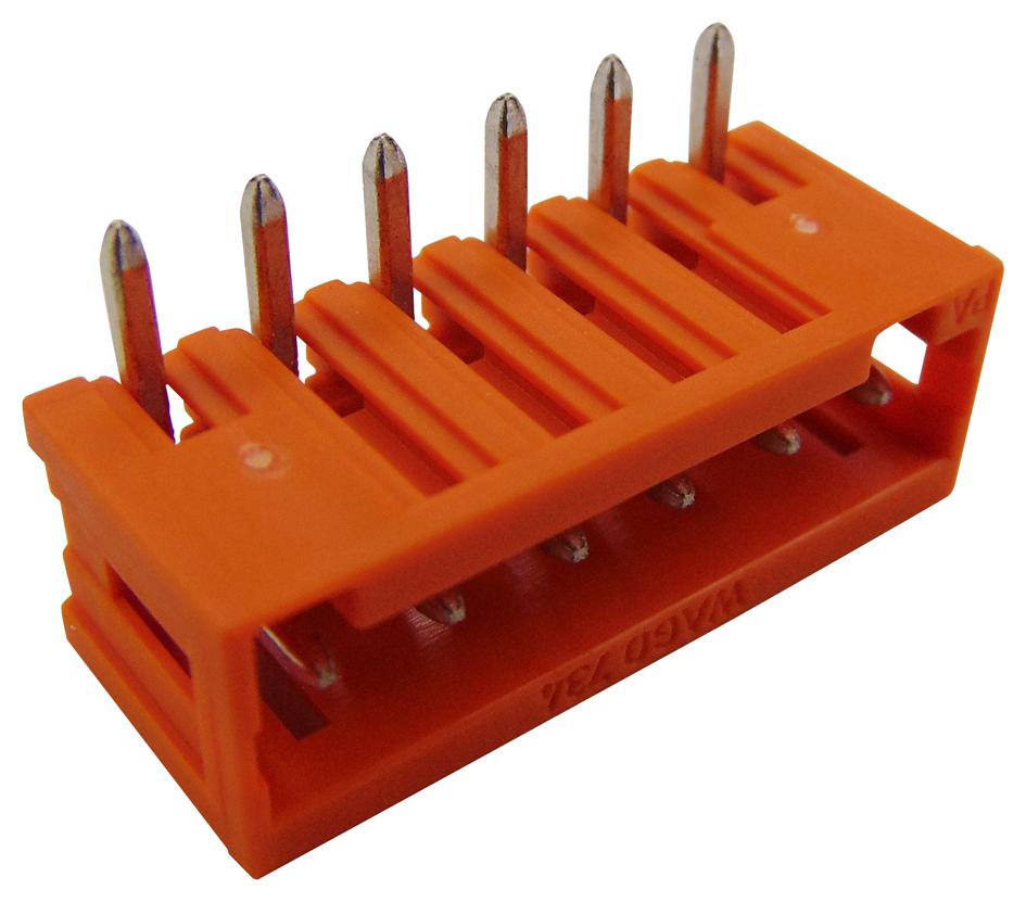 734-266 TERMINAL BLOCK, R/A, HEADER, 6POS, TH WAGO