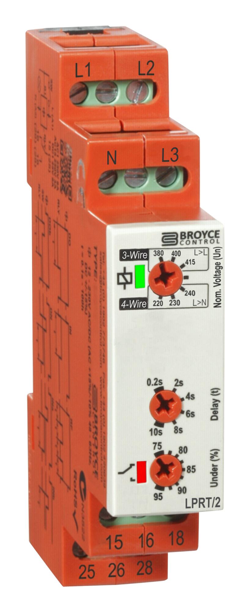 LPRT/2 400V RELAY, VOLTAGE SENSE, DPDT, 5A, 400VAC BROYCE CONTROL