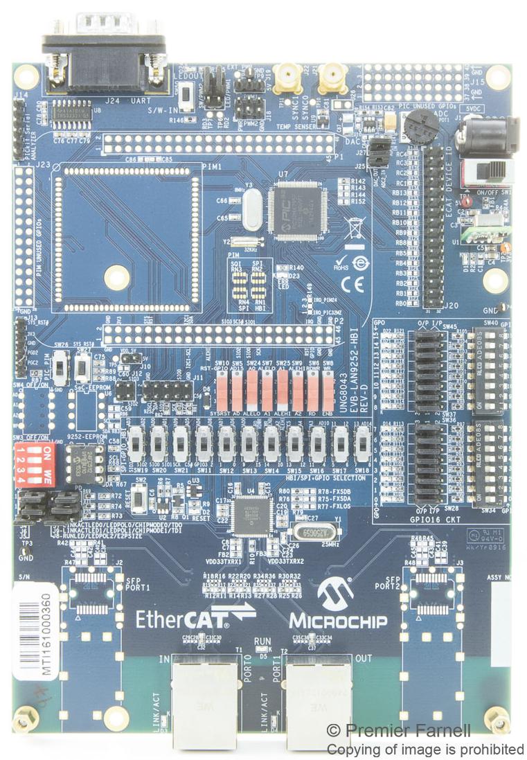 EVB-LAN9252-HBIPLUS EVAL BOARD, ETHERCAT SLAVE CONTROLLER MICROCHIP