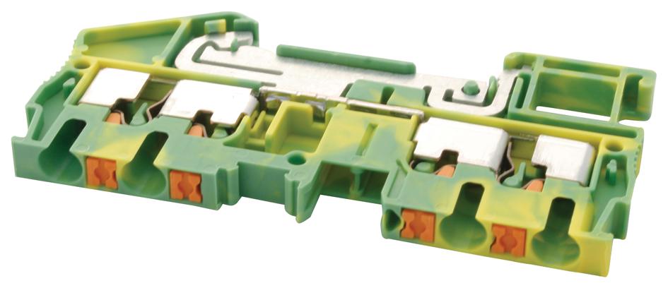 PT 2,5-QUATTRO-PE TERMINAL BLOCK, DIN RAIL, 4POS, 12AWG PHOENIX CONTACT