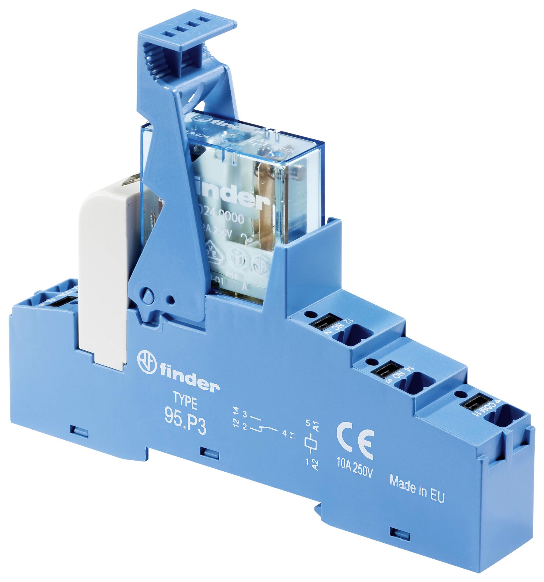 48P382300060SPA POWER RELAY, SPDT, 10A, 250VAC, DIN RAIL FINDER