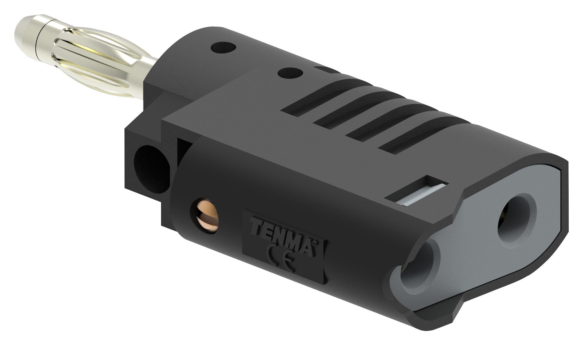 76-1686 BANANA PLUG, STACKING, 4MM, 36A, BLK TENMA