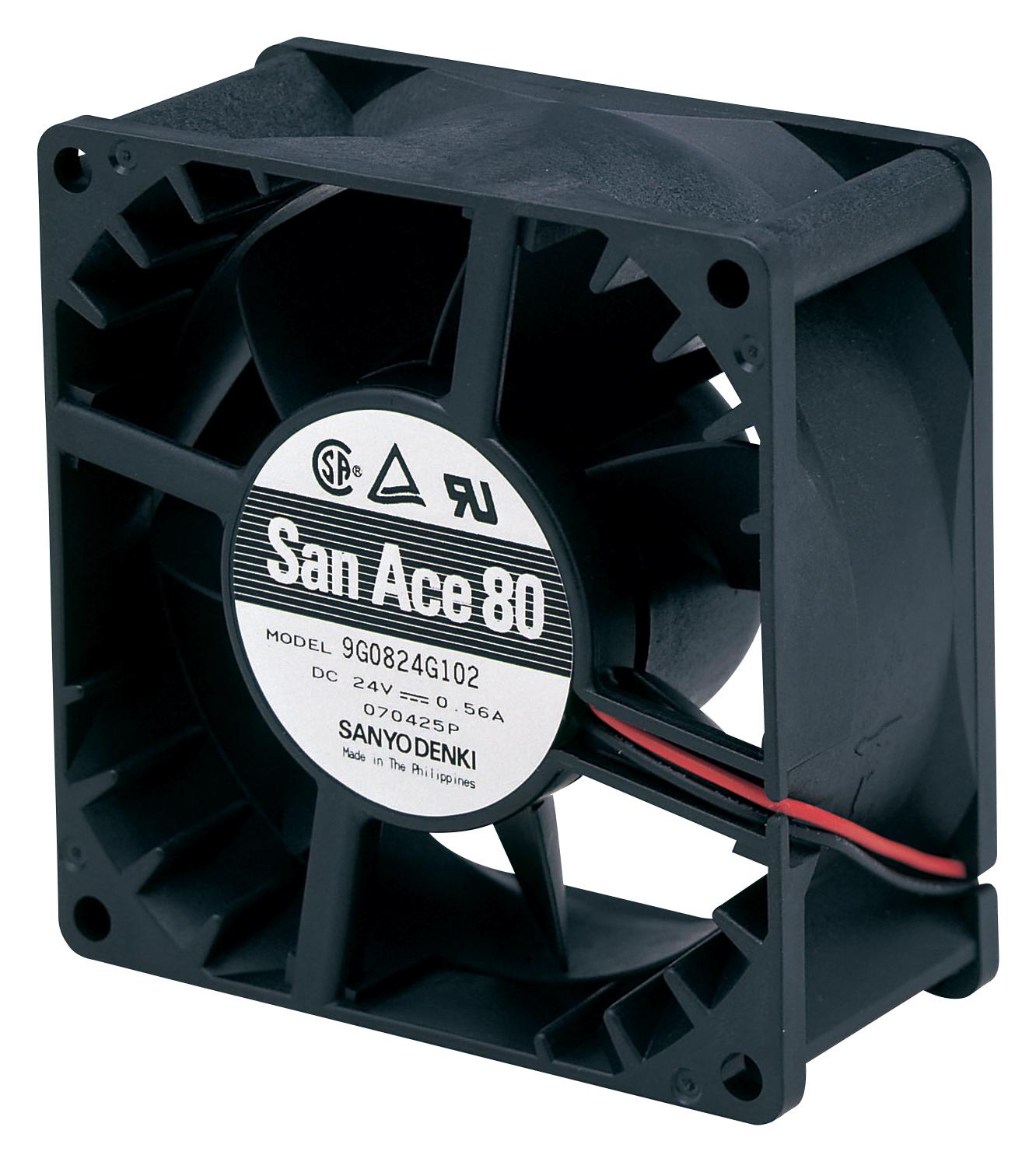 9G0824G102 AXIAL FAN, 80MM, 24VDC, 90CFM, 51DBA SANYO DENKI