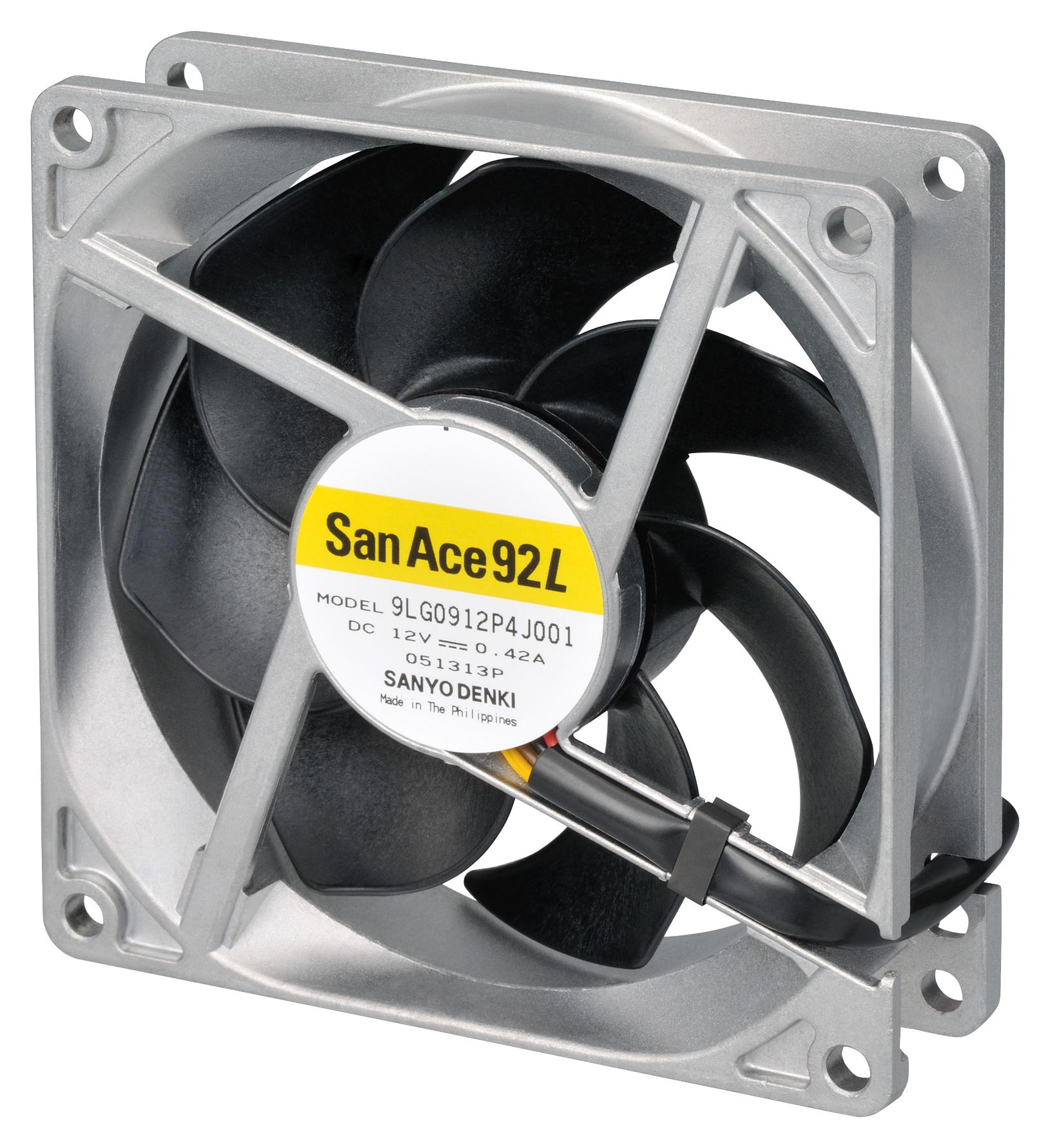 9LG0912P1F001 AXIAL FAN, 92MM, 12VDC, 102.4CFM, 55DBA SANYO DENKI