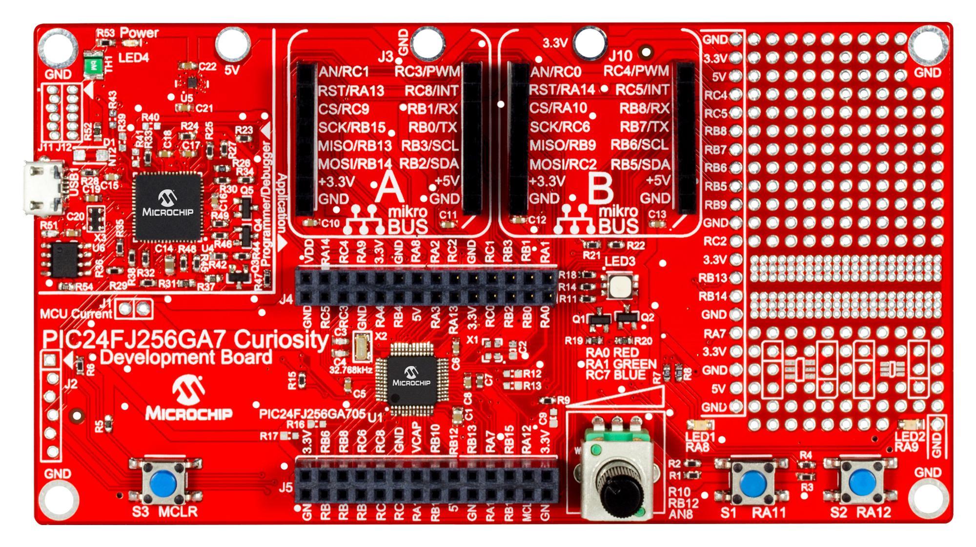 DM240016 CURIOSITY DEV BOARD, PIC24F 16BIT MCU MICROCHIP