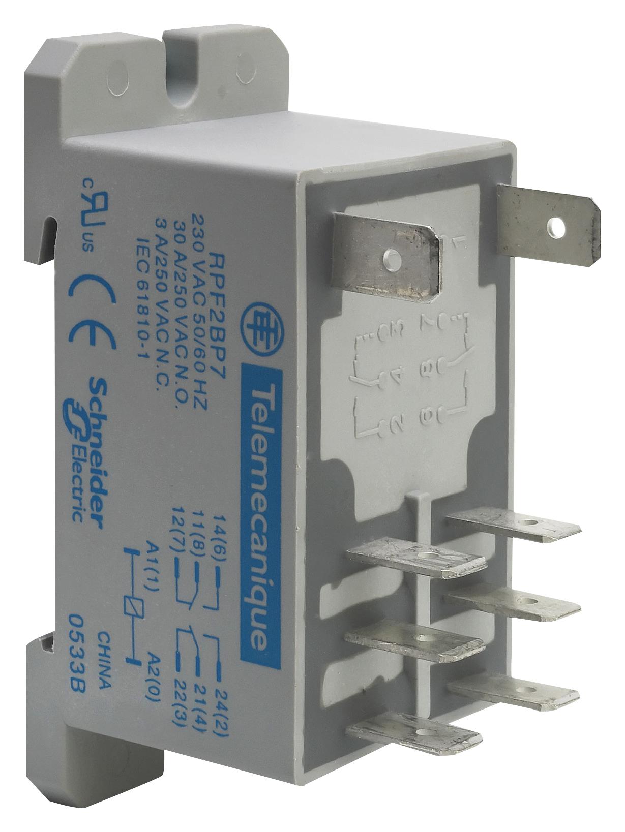 RPF2BBD RELAY, DPDT, 24VDC, 30A, DIN RAIL SCHNEIDER ELECTRIC
