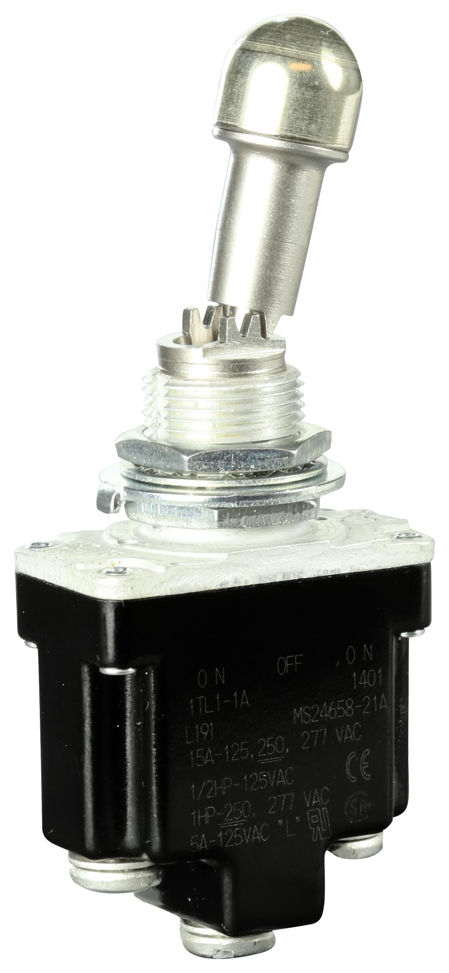 1NT91-7 TOGGLE SWITCH, SPDT, 15A, 28VDC, PANEL HONEYWELL