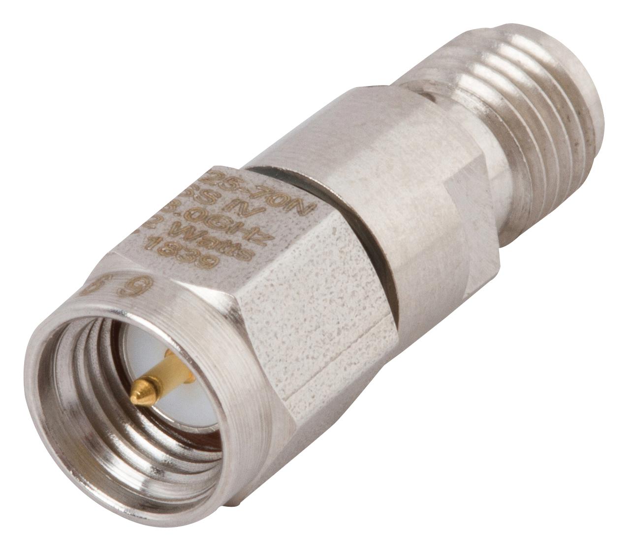M3933/25-64N ATTENUATOR, SMA PLUG-JACK, 50 OHM AMPHENOL SV MICROWAVE