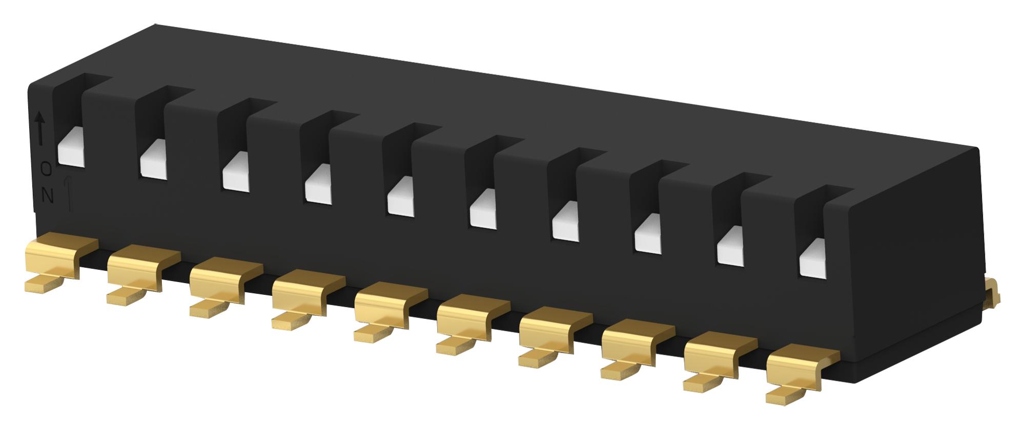 EDSP10SGRFNTU04 DIP SWITCH, 10POS, SPST, PIANO KEY, SMD ALCOSWITCH - TE CONNECTIVITY