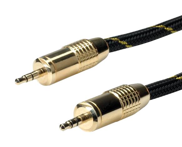 11.09.4289 AUDIO CABLE, 3.5MM PLUG, 10M, BLK/GLD ROLINE