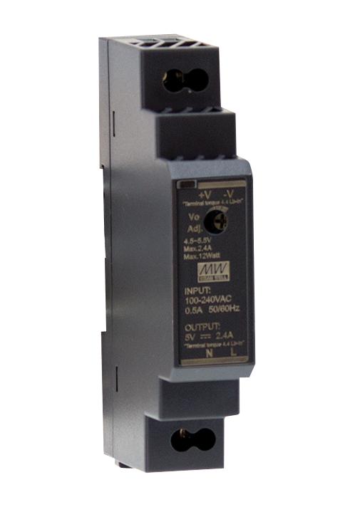 HDR-15-5 POWER SUPPLY, AC-DC, 5V, 2.4A MEAN WELL
