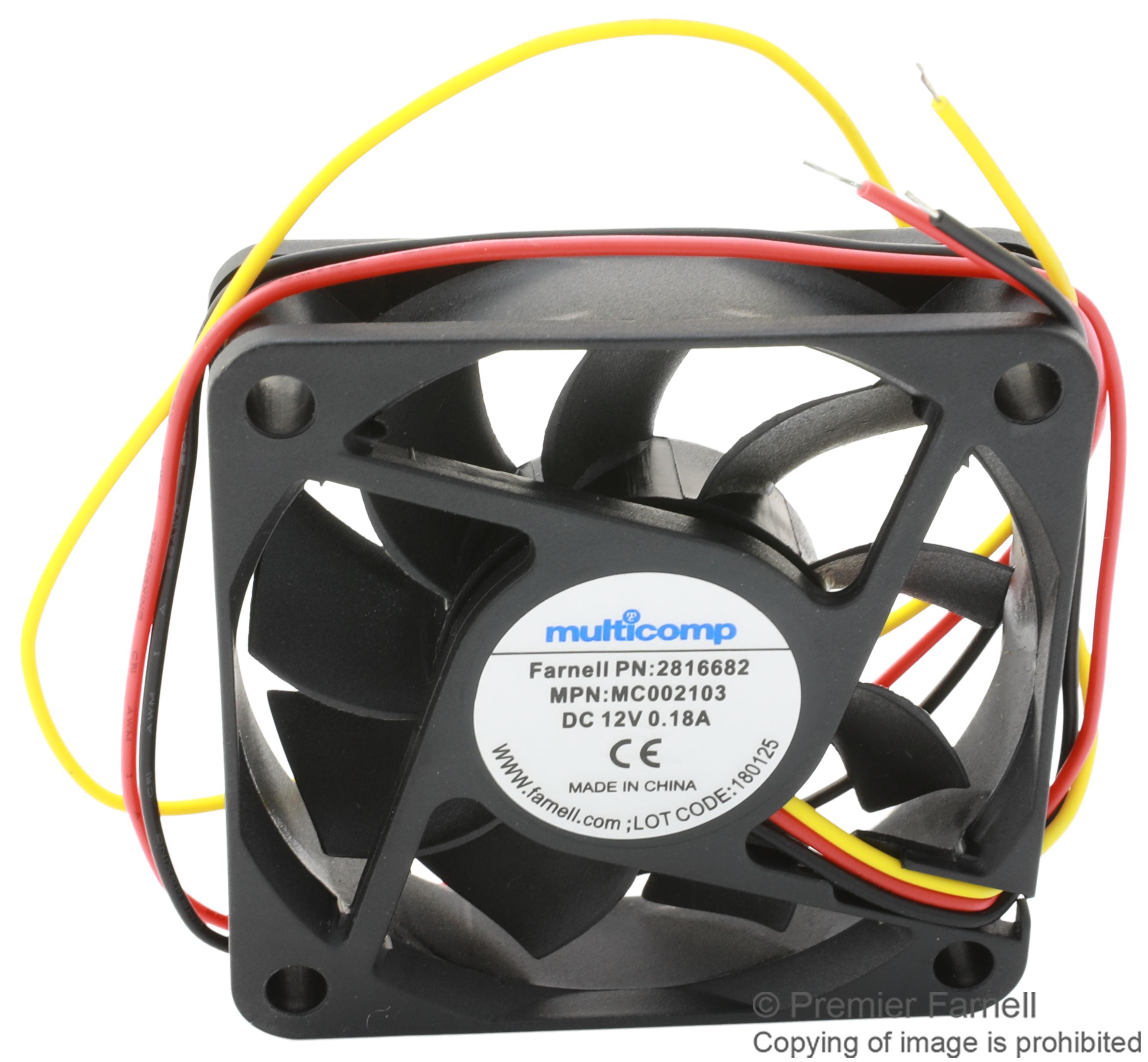 MC002103 AXIAL FAN, 60MM, 12VDC, 18.6CFM, 27.7DBA MULTICOMP PRO